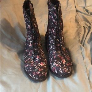 Floral combat boots